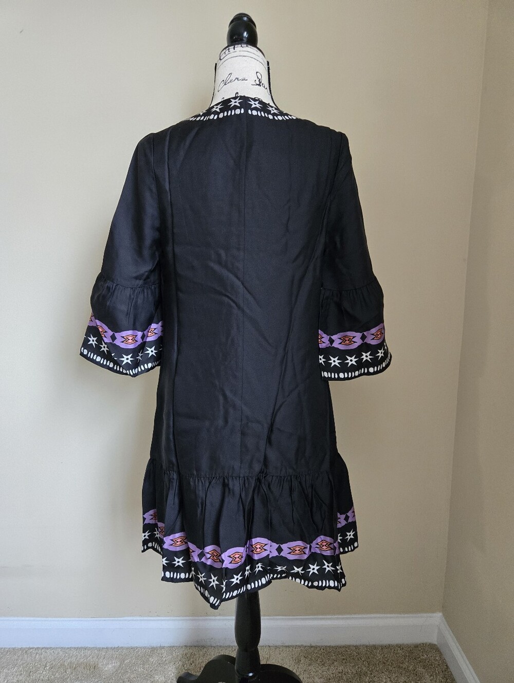 Johnny Was Hailee Mini Dress Womens XS Black Floral Silk Blend - Picture 4 of 12